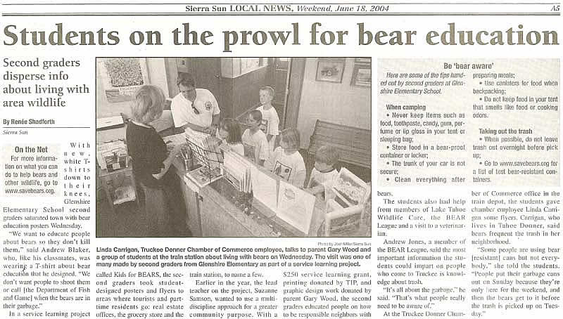 Kids for Bears Students Education-Sierra Sun June 18, 2004