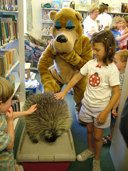petting Marvin the porcupine