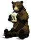 Bear with honey pot